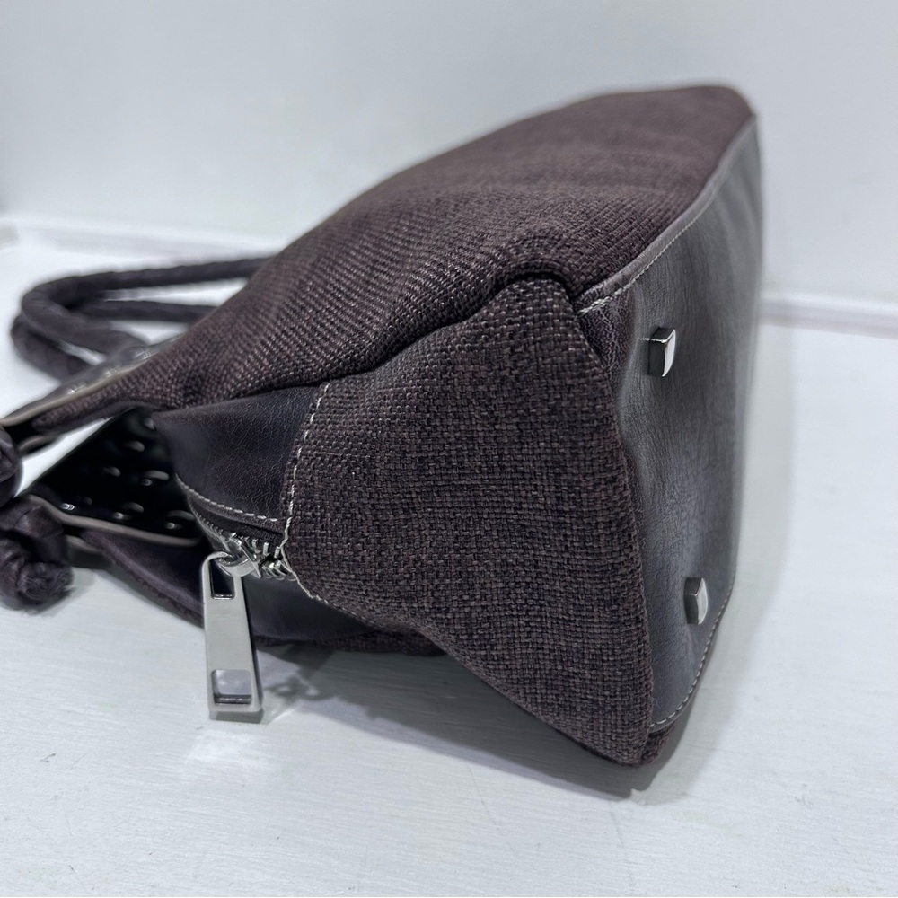 MATT & NAT Women’s Brown Canvas Brown‎ Vegan Leather Handbag, Metal Stud Detail - Picture 6 of 13